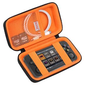 BOVKE Carrying Case Compatible with Anbernic RG35XX H Retro Handheld Game Console, RG35XX H Retro Gaming Console Travel Bag with Mesh Pocket for TF Cards, Charging Cables, Black