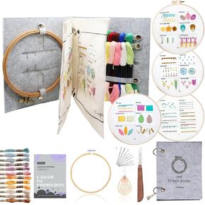 TenDawn Embroidery Kit for Beginner Adults, 24 Basic Stitches, Organized Function, All in One
