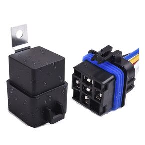 House of Relays 5-PIN 40/30 AMP 12V DC Waterproof Automotive SPDT Relay Kit with Harness Socket Holder, Heavy Duty 12 AWG Tinned Copper (Pack of 5)