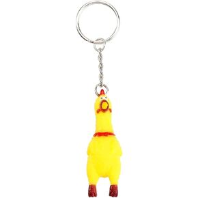 Yellow Shrilling Screaming Chicken Keychain, Mini Rubber Squeeze Screaming Chicken Keychain Gags and Practical Joke Keychain Pendant Keychain Prank Key Chain Novelty for Bags Keys Phones Keyrings