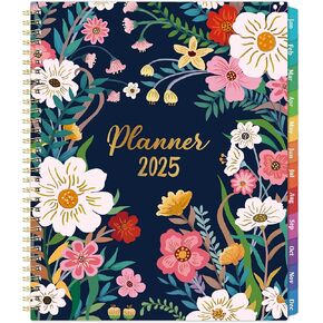 2025 Planner - 2025 Planner Weekly and Monthly, 2025 Weekly Planner 8.5 x 11, 12 Monthly Calendar Planner with Colorful Tabs, Inner Pocket and Floral Cover