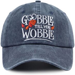 Gobble Till You Wobble Hat for Men Women, Funny Adjustable Thanksgiving Baseball Cap