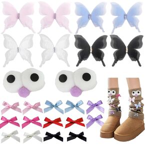 AGLOO DIY Charms for Socks - 24Pcs Safety Pin Brooches Sock Charms for Hat, Clothing, Shoes Decoration - Fashion Sock Accessories for Women Girls