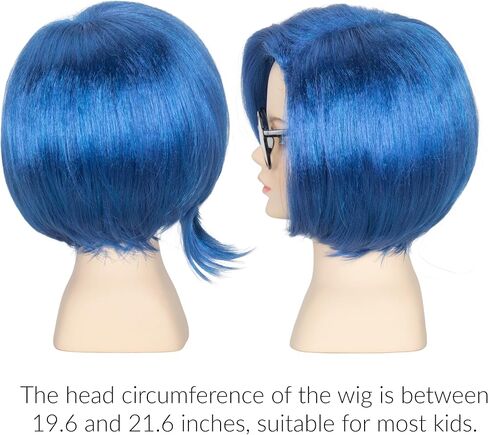 Yan Dream Child Kids Short Blue Wig with Black Glasses Cosplay Wig Party in Saudi Arabia