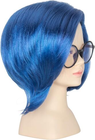 Yan Dream Child Kids Short Blue Wig with Black Glasses Cosplay Wig Party in Saudi Arabia