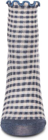 MeMoi Women's Gingham Cotton Blend Ruffle Cuff Anklet Socks in Saudi Arabia
