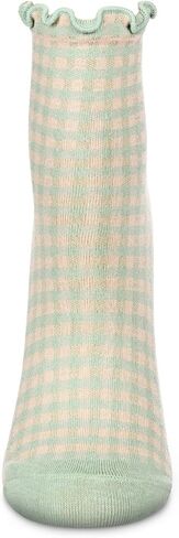 MeMoi Women's Gingham Cotton Blend Ruffle Cuff Anklet Socks in Saudi Arabia