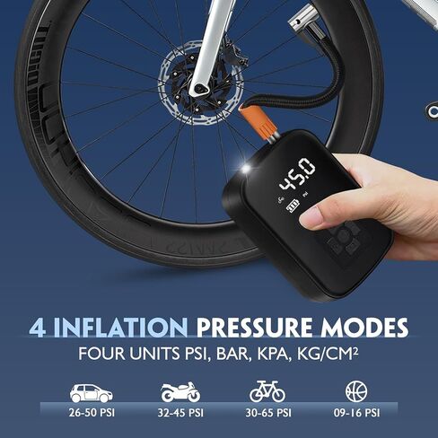 Tire Inflator Air Compressor, 150PSI Portable Rechargeable Pump for Car Tires, Cordless Tire Pump with Digital Pressure Gauge for Car, Bike, Motorcycle, Ball, Hold Memory Setting Function in Saudi Arabia