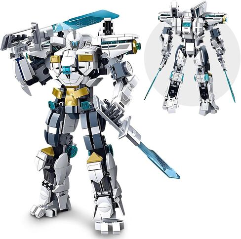 Mech Robot Transforming Building Blocks Set for Adults,City Warrior Justice Hero Soldier Mech Model Building Kit, Cool Creative Robots Toys Gift for Teens Boys, 588 PCS in Kuwait