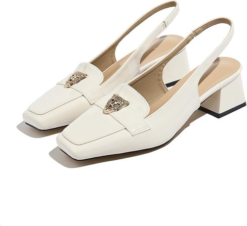 حذاء لوفر نسائي بكعب، كعب مكتنز مريح للنساء، كعب لوفر من الخلف، حذاء بكعب مدبب وكعب منخفض in Kuwait