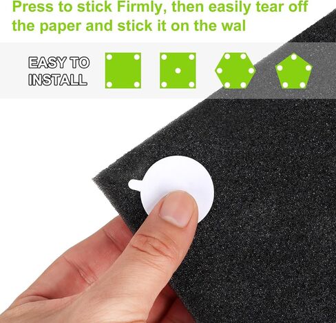 WINDIR 150 Pack Upgraded Sound Proof Foam Tape, Removable Acoustic Panels Mounting Tape Transparent Double Sided Strong Adhesive for Walls Heavy Duty Clear 1.2 inch Round Glue (150Pack) in Kuwait
