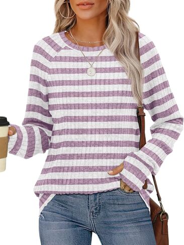Saloogoe Women's Long Sleeve Top Crewneck Basic Lightweight Fall Shirt with Thumb Hole in Saudi Arabia