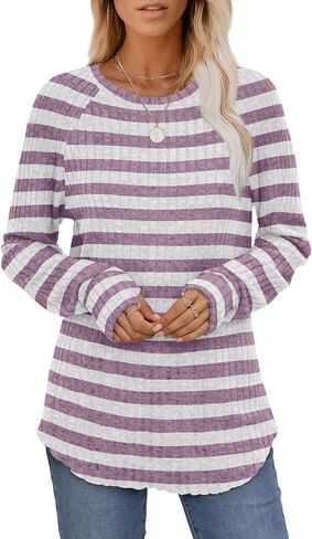 Saloogoe Women's Long Sleeve Top Crewneck Basic Lightweight Fall Shirt with Thumb Hole in Saudi Arabia