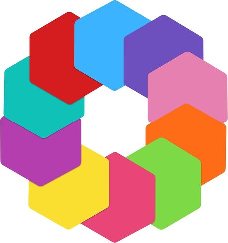 WANDIC Dry Erase Circles, 10 Pcs 10 Colors Hexagon Shaped Removable Vinyl Dots Decals Colorful Non-Magnetic Dry Erase Table Spots Markers for School Painting Teaching Blackboard Stickers, 11.6inch in Saudi Arabia