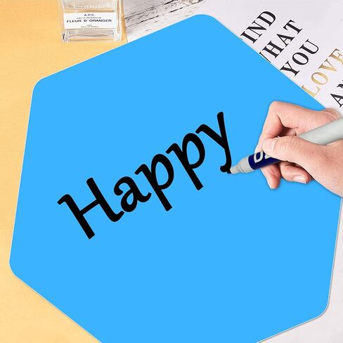 WANDIC Dry Erase Circles, 10 Pcs 10 Colors Hexagon Shaped Removable Vinyl Dots Decals Colorful Non-Magnetic Dry Erase Table Spots Markers for School Painting Teaching Blackboard Stickers, 11.6inch in Saudi Arabia