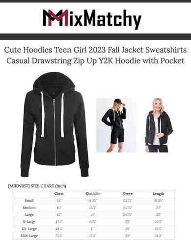 MixMatchy Women's Cute Hoodies Teen Girl 2024 Fall Jacket Sweatshirts Casual Drawstring Zip Up Y2K Hoodie with Pocket in Kuwait