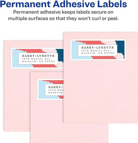 ملصقات عنوان Avery Easy Peel، طابعات نفث الحبر، أبيض، 1 بوصة × 2-5/8 بوصة، صندوق مكون من 750 ملصقًا (08160) in Saudi Arabia
