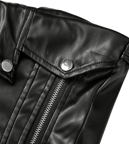 SHENHE Women's Tube Top PU Leather Strapless Zip Up Sexy Fitted Summer Crop Tops in Kuwait