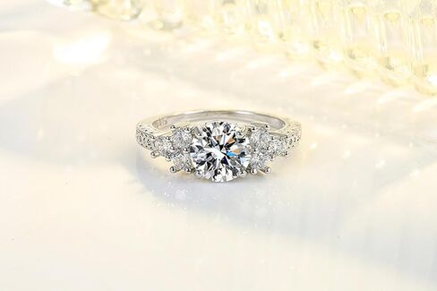 Eternal Wedding Ring, S925 Sterling Silver Set with 6 5A Small Round Moissanite and 3 Carat Round Zircon Engagement Ring, CZ Promise Ring, Valentine's Day and Christmas Gift(US Size-7) in Saudi Arabia