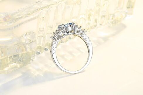 Eternal Wedding Ring, S925 Sterling Silver Set with 6 5A Small Round Moissanite and 3 Carat Round Zircon Engagement Ring, CZ Promise Ring, Valentine's Day and Christmas Gift(US Size-7) in Saudi Arabia