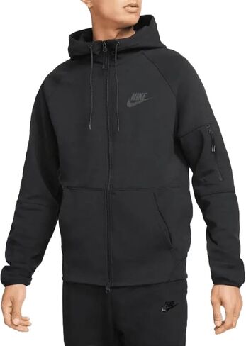 Nike Men's Sportswear Tech Essentials Full Zip Fleece Hoodie DD5284 (US, Alpha, Medium, Regular, Regular, Standard, Black) in Saudi Arabia