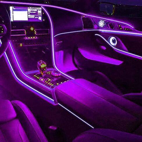 EL سلك LED أضواء شريط السيارة، 16.4ft/5m السيارات مرنة النيون LED لوحة الفجوة سلسلة شريط ضوء USB متوهجة أضواء الأسلاك الكهربائية المضيئة لتزيين حديقة السيارة DIY in Saudi Arabia