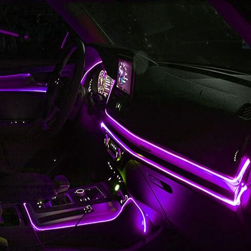 EL سلك LED أضواء شريط السيارة، 16.4ft/5m السيارات مرنة النيون LED لوحة الفجوة سلسلة شريط ضوء USB متوهجة أضواء الأسلاك الكهربائية المضيئة لتزيين حديقة السيارة DIY in Saudi Arabia