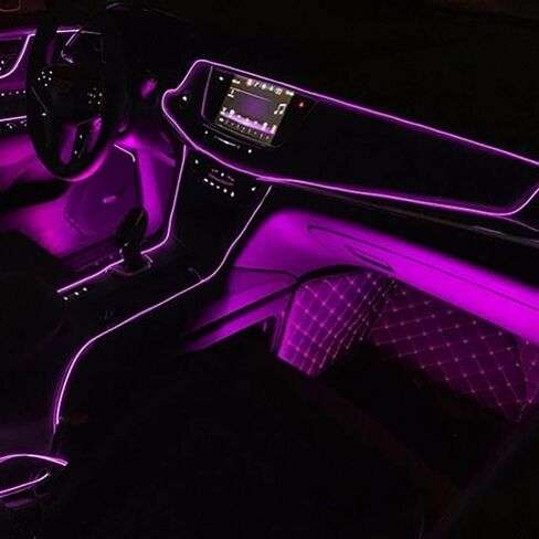 EL سلك LED أضواء شريط السيارة، 16.4ft/5m السيارات مرنة النيون LED لوحة الفجوة سلسلة شريط ضوء USB متوهجة أضواء الأسلاك الكهربائية المضيئة لتزيين حديقة السيارة DIY in Saudi Arabia