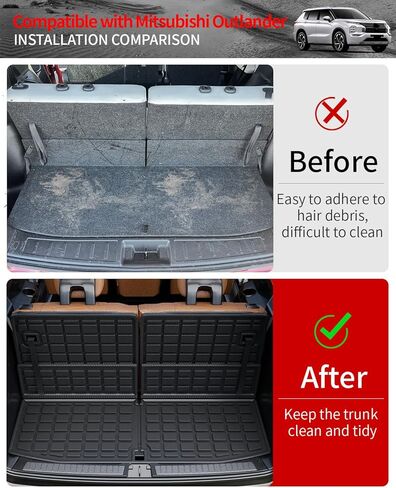 سجادات أرضية متوافقة مع 2022-2024 ميتسوبيشي أوتلاندر 7 مقاعد البضائع حصيرة البضائع بطانة جميع الأحوال الجوية غطاء المقعد الخلفي حامي 2023 أوتلاندر الملحقات (حصيرة صندوق السيارة + سجادات مسند الظهر + سجادات الأرضية) in Kuwait
