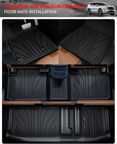 سجادات أرضية متوافقة مع 2022-2024 ميتسوبيشي أوتلاندر 7 مقاعد البضائع حصيرة البضائع بطانة جميع الأحوال الجوية غطاء المقعد الخلفي حامي 2023 أوتلاندر الملحقات (حصيرة صندوق السيارة + سجادات مسند الظهر + سجادات الأرضية) in Kuwait