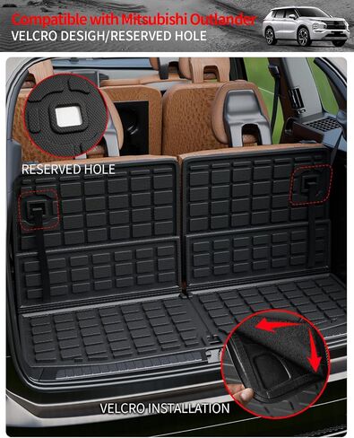 سجادات أرضية متوافقة مع 2022-2024 ميتسوبيشي أوتلاندر 7 مقاعد البضائع حصيرة البضائع بطانة جميع الأحوال الجوية غطاء المقعد الخلفي حامي 2023 أوتلاندر الملحقات (حصيرة صندوق السيارة + سجادات مسند الظهر + سجادات الأرضية) in Kuwait