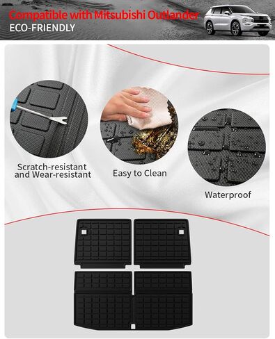 سجادات أرضية متوافقة مع 2022-2024 ميتسوبيشي أوتلاندر 7 مقاعد البضائع حصيرة البضائع بطانة جميع الأحوال الجوية غطاء المقعد الخلفي حامي 2023 أوتلاندر الملحقات (حصيرة صندوق السيارة + سجادات مسند الظهر + سجادات الأرضية) in Kuwait
