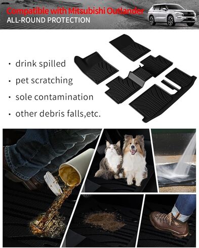سجادات أرضية متوافقة مع 2022-2024 ميتسوبيشي أوتلاندر 7 مقاعد البضائع حصيرة البضائع بطانة جميع الأحوال الجوية غطاء المقعد الخلفي حامي 2023 أوتلاندر الملحقات (حصيرة صندوق السيارة + سجادات مسند الظهر + سجادات الأرضية) in Kuwait