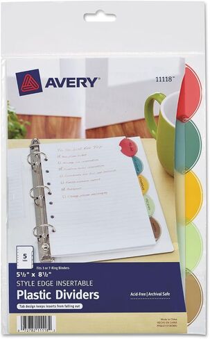 Avery 11118 Mini Dividers, 5/ST, 5-1/2-Inch x8-1/2-Inch, 7-Hole Punch, Multi in Saudi Arabia