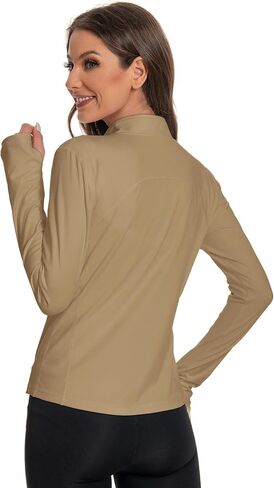 Women's Athletic Full Zip Lightweight Workout Jacket，Outdoor Slim Fit Yoga Jackets with Pockets Thumb Holes in Saudi Arabia