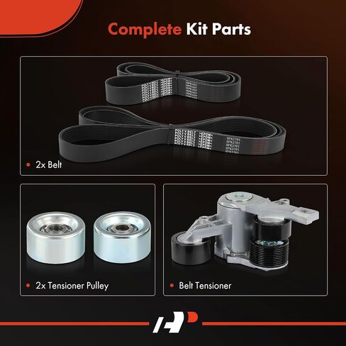 A-Premium Engine Serpentine Belt Drive Kit Compatible with Freightliner 122SD 2014-2019, Cascadia 2011-2018, Coronado & Western Star 4900FA, 4900SA, 5700XE, 6900XD, 4900EX - 14.0L 14.8L 15.6L in Saudi Arabia