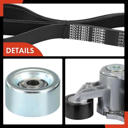 A-Premium Engine Serpentine Belt Drive Kit Compatible with Freightliner 122SD 2014-2019, Cascadia 2011-2018, Coronado & Western Star 4900FA, 4900SA, 5700XE, 6900XD, 4900EX - 14.0L 14.8L 15.6L in Saudi Arabia