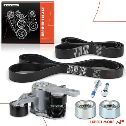 A-Premium Engine Serpentine Belt Drive Kit Compatible with Freightliner 122SD 2014-2019, Cascadia 2011-2018, Coronado & Western Star 4900FA, 4900SA, 5700XE, 6900XD, 4900EX - 14.0L 14.8L 15.6L in Saudi Arabia