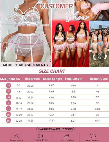 ملابس داخلية مثيرة للنساء من 5 قطع من الدانتيل، تنورة قصيرة عالية الخصر مع ملابس G-String، أبيض S in Kuwait