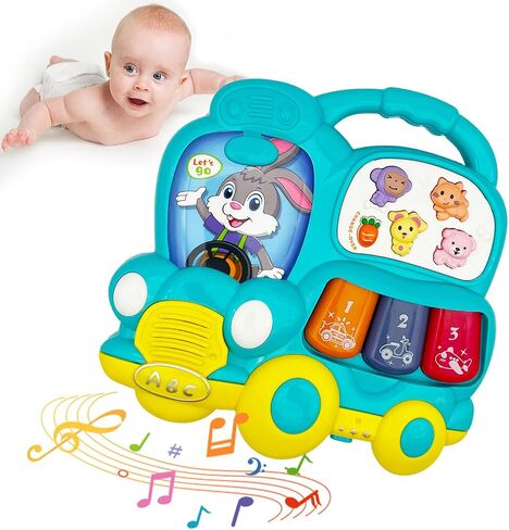Baby Piano Toy 18 Months Light Up Music Baby Toys for Toddlers Early Learning Educational Piano Keyboard Infant Toys Baby Girl Boy Gifts (Car) in Saudi Arabia