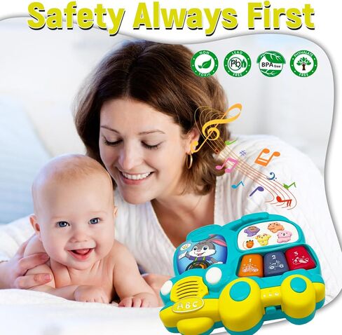 Baby Piano Toy 18 Months Light Up Music Baby Toys for Toddlers Early Learning Educational Piano Keyboard Infant Toys Baby Girl Boy Gifts (Car) in Saudi Arabia