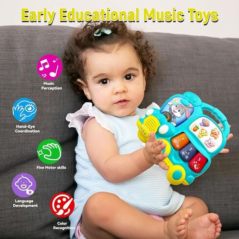 Baby Piano Toy 18 Months Light Up Music Baby Toys for Toddlers Early Learning Educational Piano Keyboard Infant Toys Baby Girl Boy Gifts (Car) in Saudi Arabia