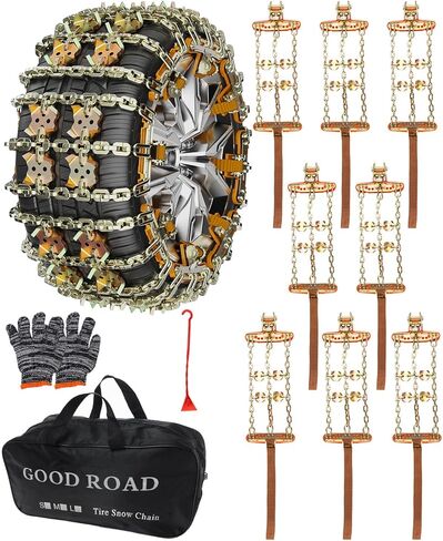 KYX Tire Chains for Car/SUV/Pickup Truks, Adjustable Universal Emergency Snow Chains for Tire, 8.7-11.1 inch, Caoutchouc, Small, 6 Pcs in Saudi Arabia