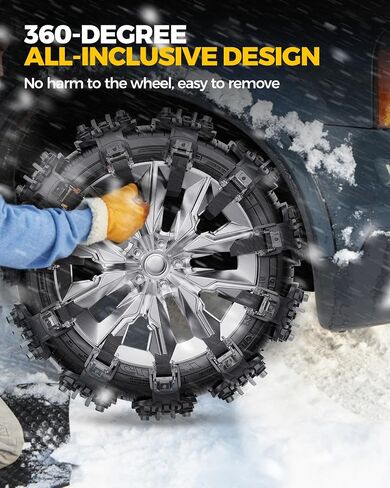 KYX Tire Chains for Car/SUV/Pickup Truks, Adjustable Universal Emergency Snow Chains for Tire, 8.7-11.1 inch, Caoutchouc, Small, 6 Pcs in Saudi Arabia