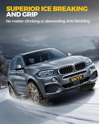 KYX Tire Chains for Car/SUV/Pickup Truks, Adjustable Universal Emergency Snow Chains for Tire, 8.7-11.1 inch, Caoutchouc, Small, 6 Pcs in Saudi Arabia