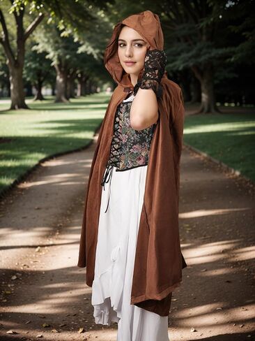 Renaissance Hooded Cloak Medieval Renaissance Faire Outfits Halloween Costume Wizard Witch Cape Adult in Saudi Arabia