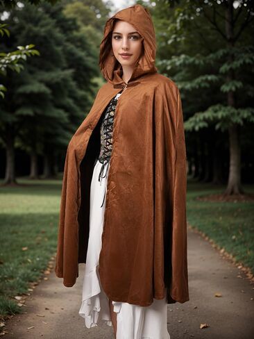 Renaissance Hooded Cloak Medieval Renaissance Faire Outfits Halloween Costume Wizard Witch Cape Adult in Saudi Arabia