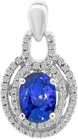 0.22 Ct.Tw. Round Cut White Natural Diamond and 0.77 Carat Oval Shape Tanzanite Gemstone Pendant in 14K White Gold for Women, A Treasured Gift for Her (Color G-H.Clarity SI), 28857 in Saudi Arabia