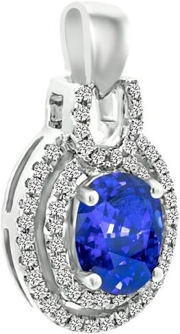 0.22 Ct.Tw. Round Cut White Natural Diamond and 0.77 Carat Oval Shape Tanzanite Gemstone Pendant in 14K White Gold for Women, A Treasured Gift for Her (Color G-H.Clarity SI), 28857 in Saudi Arabia