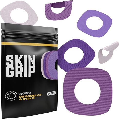 Skin Grip Adhesive Patches for Dexcom G7 with Cutout (20-Pack), Waterproof & Sweatproof for 10-14 Days, Pre-Cut Adhesive Tape, Continuous Glucose Monitor Protection (Pastels) in Saudi Arabia